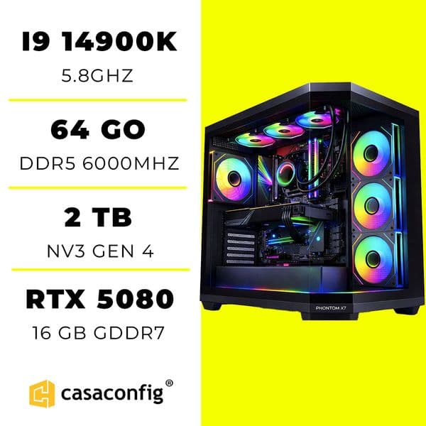 PC Gamer intel i9 14900k/64GB/2TB SSD/RTX 5080 16GO