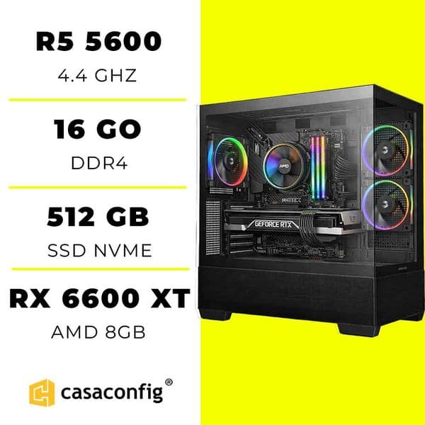 PC Gamer Ryzen 5 5600/16GB/512GB SSD/RX 6600 XT