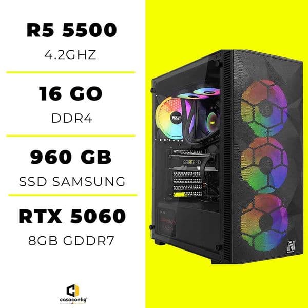 PC Gamer Ryzen 5 5500/16GB/960GB ssd/RTX 5060 8GB