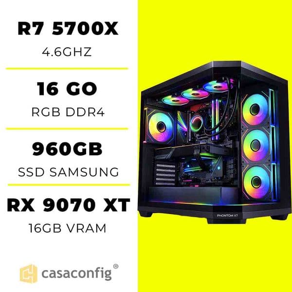 PC Gamer Ryzen 7 5700X/16GB/960GB SSD| RX 9070 XT 16GB