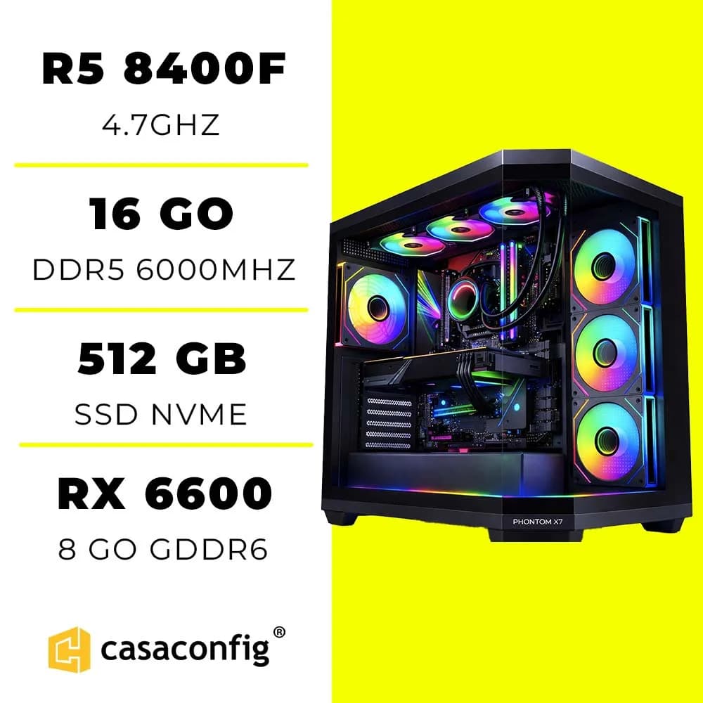 PC Gamer Ryzen 5 8400F/16GB/512GB SSD/RX 66000