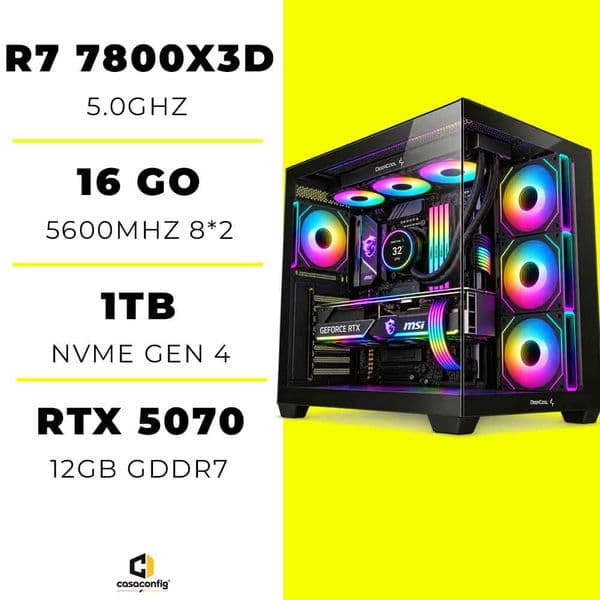 PC Gamer Ryzen 7 7800X3D/16GB/1TB SSD/RTX 5070 12GB