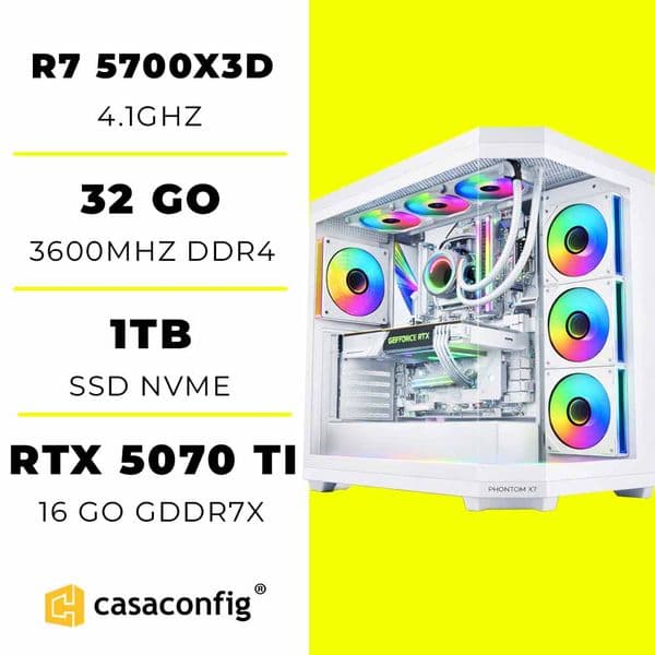 PC Gamer Ryzen 7 5700X3D/32GB/1TB SSD/RTX 5070 TI 16GO