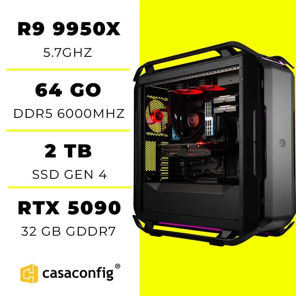 PC Gamer Ryzen 9 9950X/64GB/2TB SSD/RTX 5090 32GO