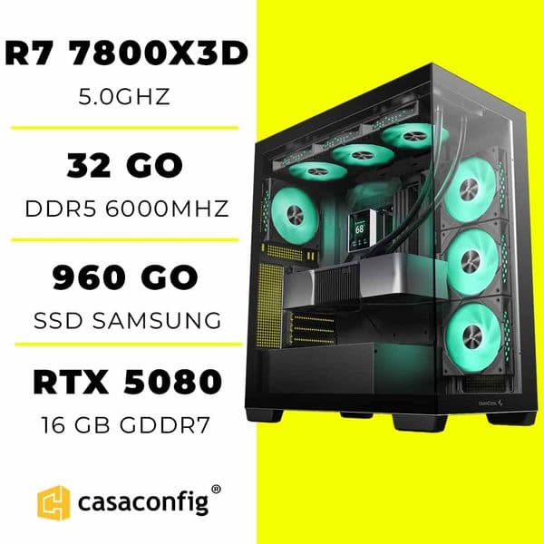PC Gamer Ryzen 7 7800X3D/32GB/960GB SSD/RTX 5080 16GO