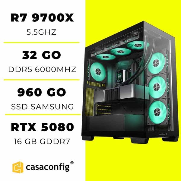 PC Gamer Ryzen 7 9700X/32GB/960GB SSD/RTX 5080 16GO