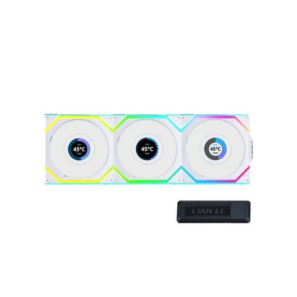 Lian Li Uni Fan SL Wireless LCD 120 Blanc – Pack de 3